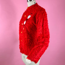 Load image into Gallery viewer, 1960s Embroidered Faux Fur Cardigan Sweater