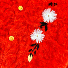 Load image into Gallery viewer, 1960s Embroidered Faux Fur Cardigan Sweater