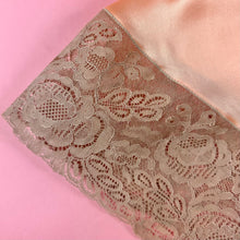 Load image into Gallery viewer, 1930s Deadstock NRA Label Peach Silk Satin Step-In w/ Sheer Asymmetrical Lace Inserts