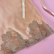 Load image into Gallery viewer, 1930s Deadstock NRA Label Peach Silk Satin Step-In w/ Sheer Striped Floral Lace Inserts