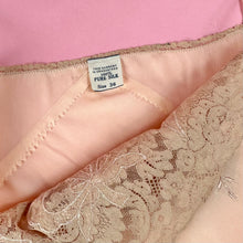 Load image into Gallery viewer, 1930s Deadstock Light Pink Silk Step-In w/ Lace Insert, Leaves & Bow