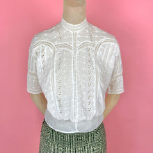 Load image into Gallery viewer, Edwardian Cotton Eyelet & Lace Blouse