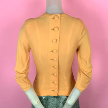 Load image into Gallery viewer, 1940s Mustard Rayon Crepe Leaf Studded Blouse