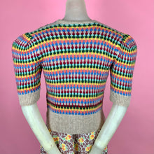 Load image into Gallery viewer, 1930s/1940s Rainbow Fair Isle Knit Cardigan