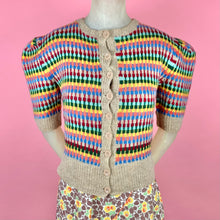 Load image into Gallery viewer, 1930s/1940s Rainbow Fair Isle Knit Cardigan
