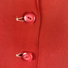 Load image into Gallery viewer, 1940s Beaded Monogram Tomato Red Pleated Blouse