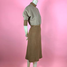 Load image into Gallery viewer, 1950s Striped Milk Chocolate 3 Pc Knit Set