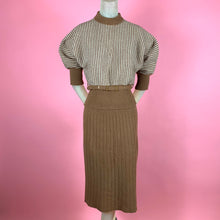 Load image into Gallery viewer, 1950s Striped Milk Chocolate 3 Pc Knit Set