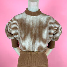 Load image into Gallery viewer, 1950s Striped Milk Chocolate 3 Pc Knit Set