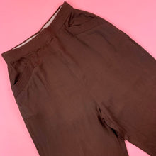 Load image into Gallery viewer, 1940s Chocolate Brown Rayon "Relax Slax" Trousers