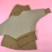 Load image into Gallery viewer, 1950s Striped Milk Chocolate 3 Pc Knit Set