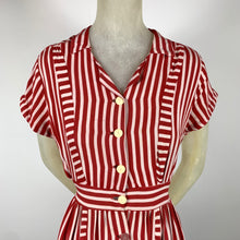 Load image into Gallery viewer, 1940s Candy Striped Shirtwaist Dress