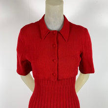 Load image into Gallery viewer, 1940s 5 Piece Red Wool Knit Set w/ White Fur Trim