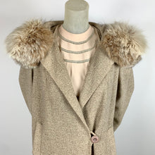 Load image into Gallery viewer, 1950s does 1930s Wool Tweed Coat w/ Oversized Fox Fur Collar