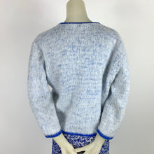 Load image into Gallery viewer, 1960s Fuzzy Faux Mohair Cardigan w/ Nouveau Florals
