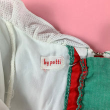 Load image into Gallery viewer, 1950s Red & Green Striped Chambray One Piece Ruffled Swimsuit