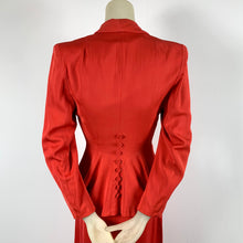 Load image into Gallery viewer, 1940s Lipstick Red Gaberdine Skirt Suit w/ Pointy Collar