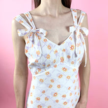 Load image into Gallery viewer, 1930s Printed Feedsack Gown With Double Straps and Bows