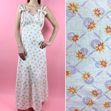 Load image into Gallery viewer, 1930s Printed Feedsack Gown With Double Straps and Bows