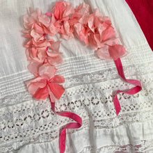 Load image into Gallery viewer, 1950s Floral Crown w/ Shocking Pink Velvet Ties
