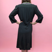 Load image into Gallery viewer, 1940s Rayon Crepe Dress W/ Rainbow Striped Collar