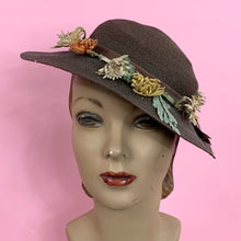 Load image into Gallery viewer, 1930s Straw & Horsehair Slouch Hat With Flowers