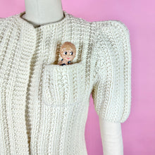 Load image into Gallery viewer, Early 1940s Chunky Knit Puff Sleeve Cardigan Sweater