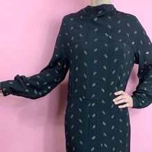 Load image into Gallery viewer, 1930s Crepe Dress With Lantern Sleeves & Metallic Embroidery