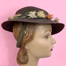 Load image into Gallery viewer, 1930s Straw & Horsehair Slouch Hat With Flowers