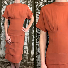 Load image into Gallery viewer, 1940s Rust Rayon Crepe Dress
