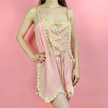 Load image into Gallery viewer, 1920s Pink Step-In w/ Scalloped Hem, Lace & Ribbon Roses