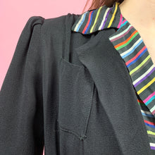 Load image into Gallery viewer, 1940s Rayon Crepe Dress W/ Rainbow Striped Collar