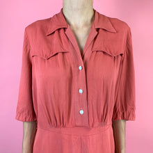 Load image into Gallery viewer, 1940s Raspberry Gaberdine Utility Dress
