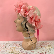 Load image into Gallery viewer, 1950s Floral Crown w/ Shocking Pink Velvet Ties