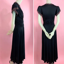 Load image into Gallery viewer, 1930s Rayon Jersey Gown With Pink Beading
