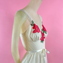 Load image into Gallery viewer, 1960s Sheer Nylon Lingerie Dress w/ Lace Rose Appliqués
