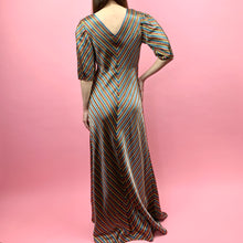 Load image into Gallery viewer, Bias Cut 1930s Rainbow & Metallic Striped Evening Gown