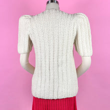 Load image into Gallery viewer, Early 1940s Chunky Knit Puff Sleeve Cardigan Sweater