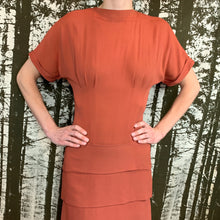 Load image into Gallery viewer, 1940s Rust Rayon Crepe Dress