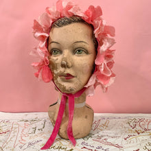 Load image into Gallery viewer, 1950s Floral Crown w/ Shocking Pink Velvet Ties