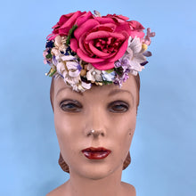 Load image into Gallery viewer, Late 1930s/Early 1940s Perch Hat Piled With Flowers