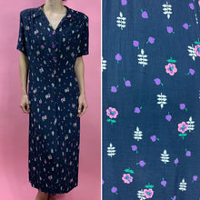 Load image into Gallery viewer, 1940s Blueberry Novelty Print Cold Rayon Dress