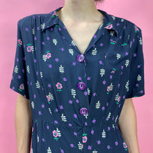 Load image into Gallery viewer, 1940s Blueberry Novelty Print Cold Rayon Dress