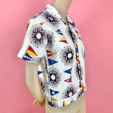 Load image into Gallery viewer, 1950s Sailcloth Jacket w/ Nautical Flag Novelty Print