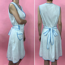Load image into Gallery viewer, 1930s Cotton Striped Voile Wrap Dress With Blue Piping
