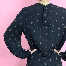 Load image into Gallery viewer, 1930s Crepe Dress With Lantern Sleeves & Metallic Embroidery