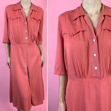 Load image into Gallery viewer, 1940s Raspberry Gaberdine Utility Dress
