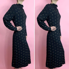 Load image into Gallery viewer, 1930s Crepe Dress With Lantern Sleeves & Metallic Embroidery