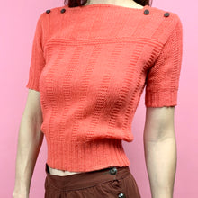 Load image into Gallery viewer, 1930s Hot Coral Wool Sweater W/ Glass Buttons