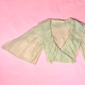 1930s Crinkle Silk Chiffon Wrap Blouse